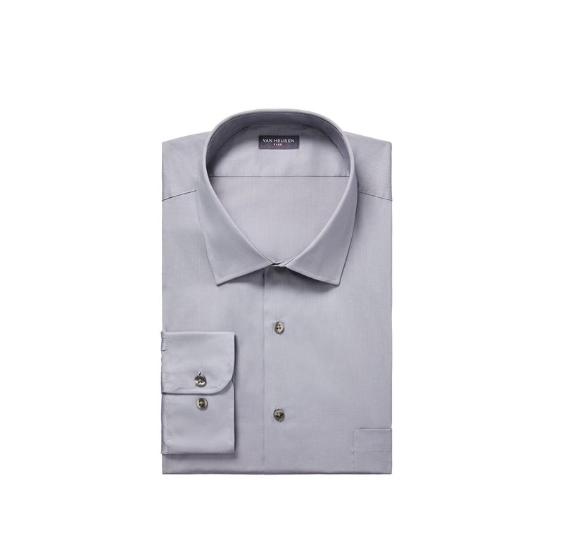 Van Heusen Men's Big FIT Dress Shirts Flex Collar Stretch Solid Shirt, Grey Mist, 19" Neck 34"-35" Sleeve (3X-Large) - Image 3